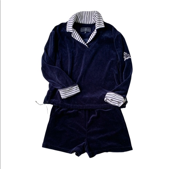 St. John Sport by Marie Gray Tops - St. John Sport Velour Pullover Top and Short Set